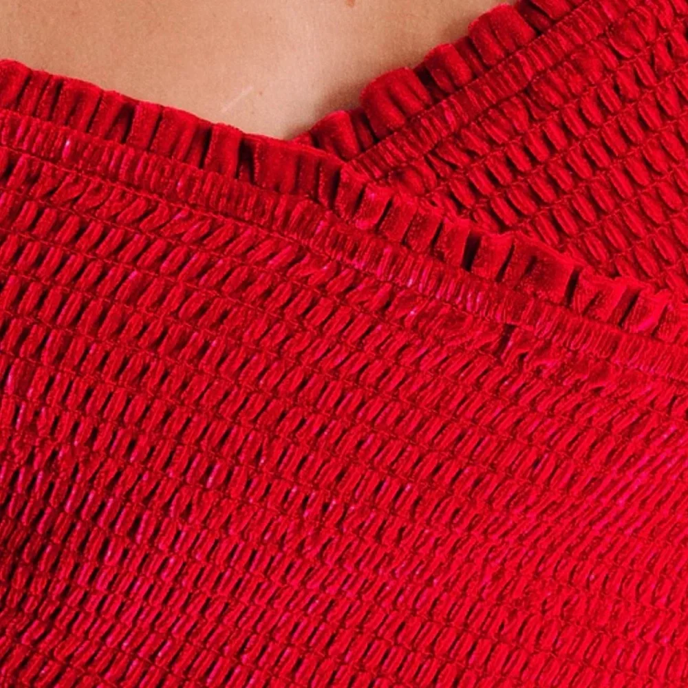 VICI | Party Perfection Smocked Velvet Crop Top